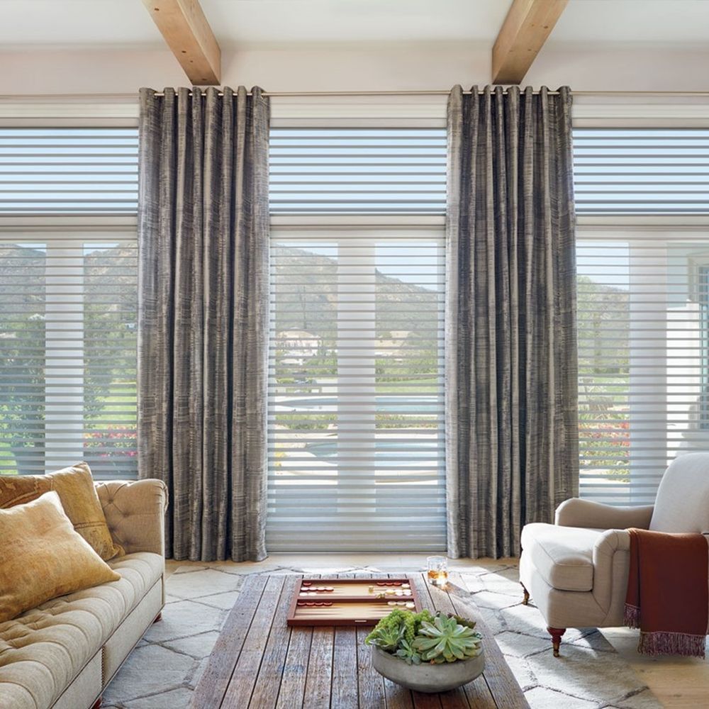 Custom drapery panels in a Boulder-area living room